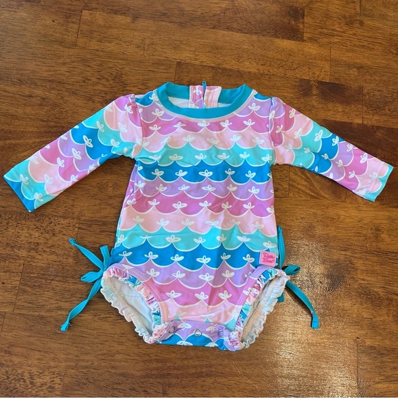Ruffle butts pink purple blue mermaid one piece swimsuit size 3-6 months - Picture 1 of 4